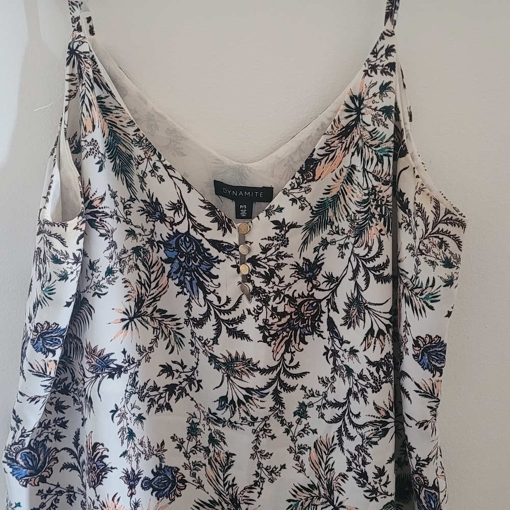 Dynamite Cream and Blue Floral Camisole